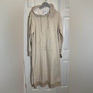 Cozy Beige Hoodie Sweatshirt Dress